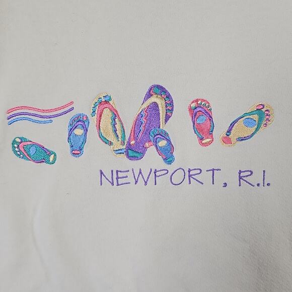 Vintage Top Threads Newport RI Flip Flops Graphic Crewneck Sweater Large - Picture 3 of 7